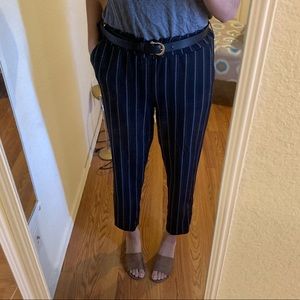 Striped paper bag waist pants